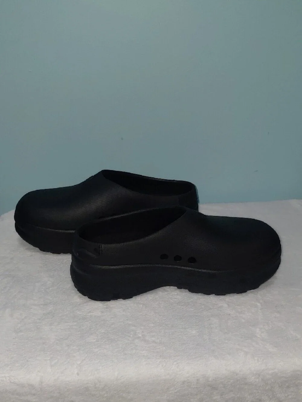 adidas Black Matte Slip-On Clogs with Trefoil